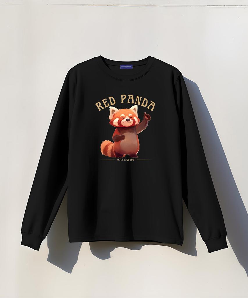 OHP Ohpxgoodd Красная панда Футболка с длинным рукавом и круглым вырезом