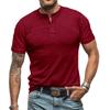 Summer European And American Men's Short Sleeved Men's Collarless T-shirt Solid Color Top