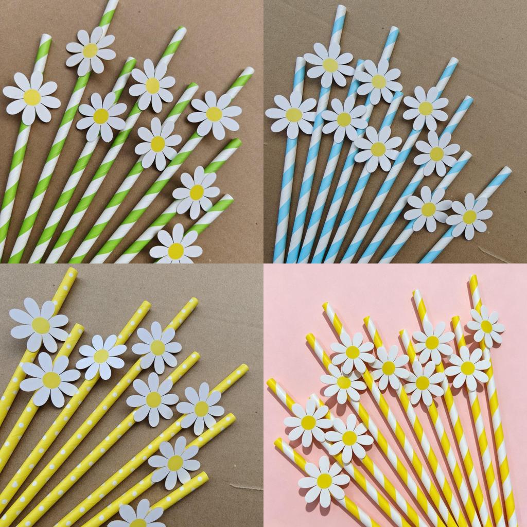 Daisy Small Flower Sunflower Paper Drinking Straws For Party Decorations And Cocktails