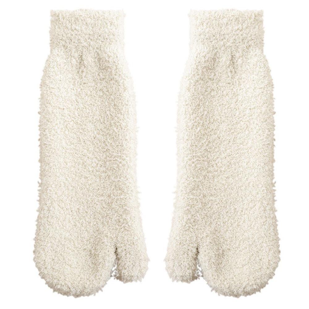 Thickened Warm Separate Toe Plush Socks Mid Tube Floor Socks Winter Two Toe Fleece Socks  Autumn