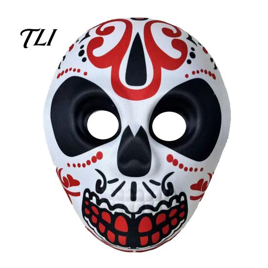Scary Skeleton Face Masque Day of The Dead Skull Masque, Halloween Sugar Full Haunted House Cosplay Accessories Masquerade Party Accessory