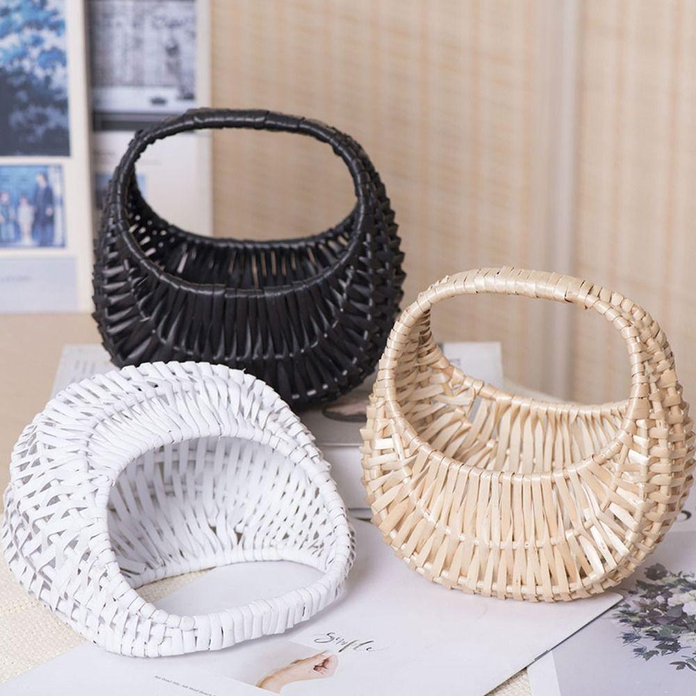 Gift With Handle Flower Basket Half Moon Willow Woven Rattan Basket Hand-held DIY Storage Basket Home Decoration