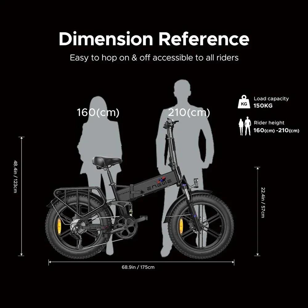 Электрический велосипед ENGWE X, 250 Вт, складной двигатель, 48 В, литиевая батарея 13 Ач, 20-дюймовый велосипед с толстыми шинами, электрический велосипед из алюминиевого сплава