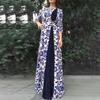 Women Dubai Arabian Floral Print Long Dress Muslim Dress Islamic Long Dress