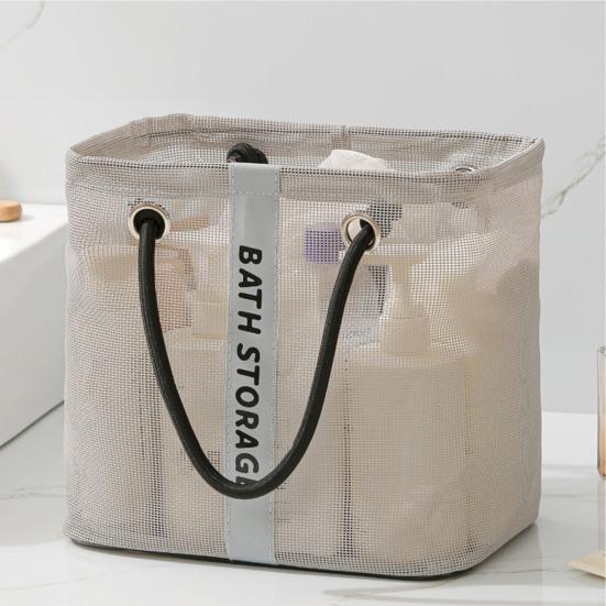 Сетчатый органайзер для душа, портативная корзина для душа, сумка-тоут с ручками, дышащий органайзер для ванных принадлежностей, ванной комнаты, пляжа, общежития