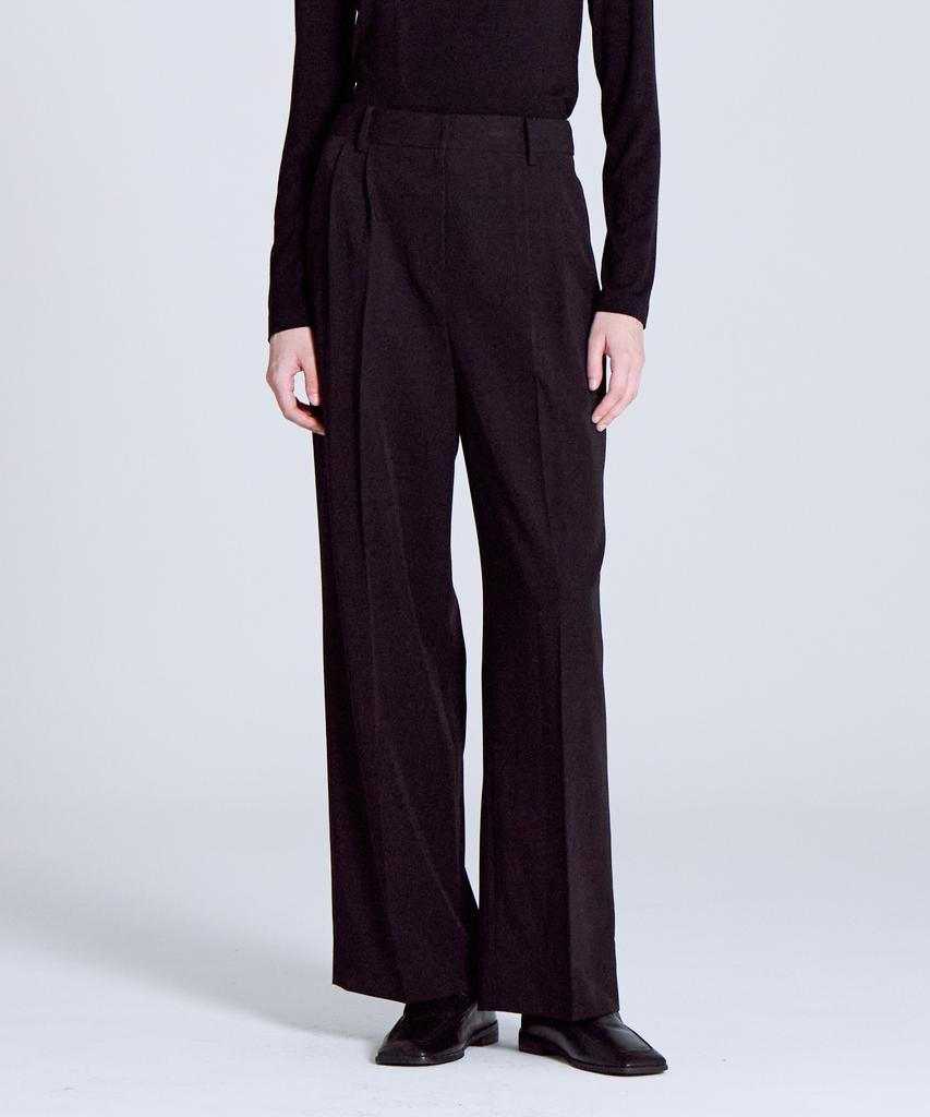 BASIC HOUSE Women'S High-Waisted Wide-Fit Hidden Elastic Waist Slacks Lapt0201