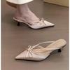 Остроносые женские туфли-лодочки Новые весенние босоножки на шпильке Французские с юбкой Темперамент Розовые туфли на высоком каблуке Шлепанцы Обувь Каваи Мюли