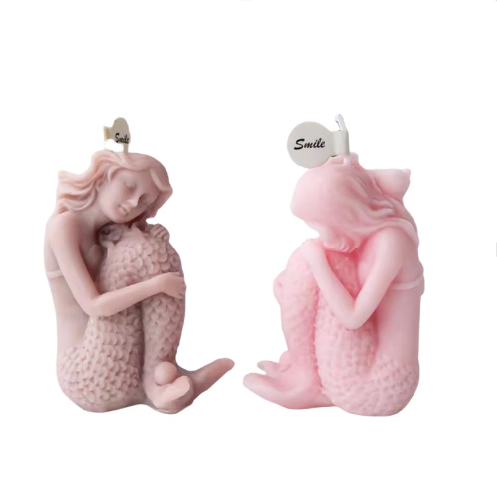 3D Свеча-Русалка Силиконовая Форма Сидящая Обнимающая Хвост Статуя Морской Эльф Инструмент DIY Морская Дочь Ароматический Гипс Морская Тема Поделка Декор