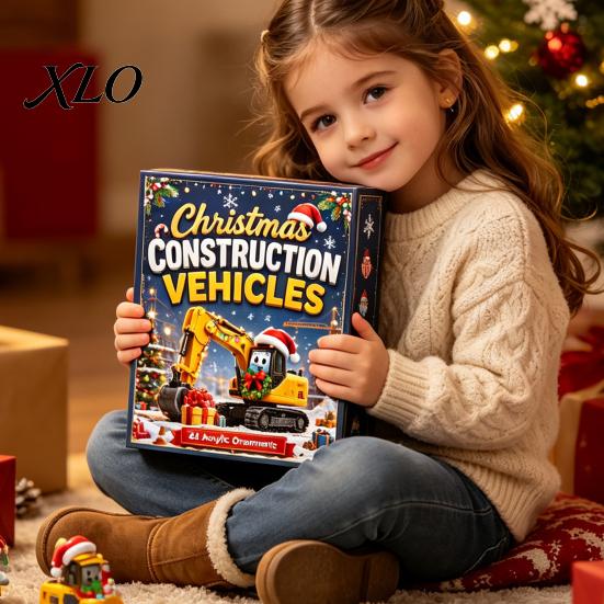 Kids Holiday Surprise Gift Transportation Vehicles Advent Calendar 2026 for Kids, 24 Day Christmas Countdown Set Box with Collectible Acrylic
