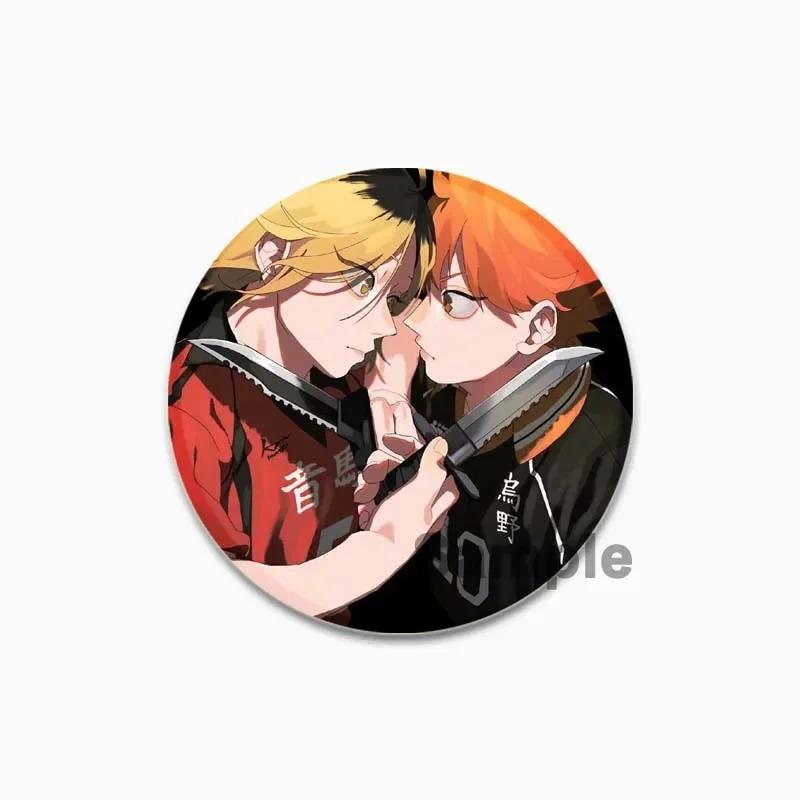 32/44/58 мм значок волейбола в стиле аниме, жесть ручной работы, круглая брошь, булавки для одежды, шляпа, рюкзак, аксессуары, ювелирные изделия