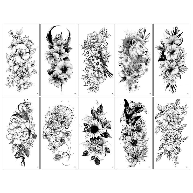 Men'S And Women'S Flower Arm Tattoo Stickers Personalized Flower Animal Butterfly Temporary Arm Tattoo Stickers