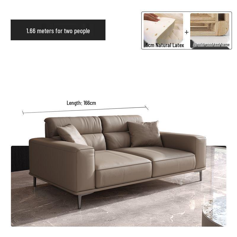 Italian Minimalist Luxury High Back Genuine Leather Sofa - Double Seater