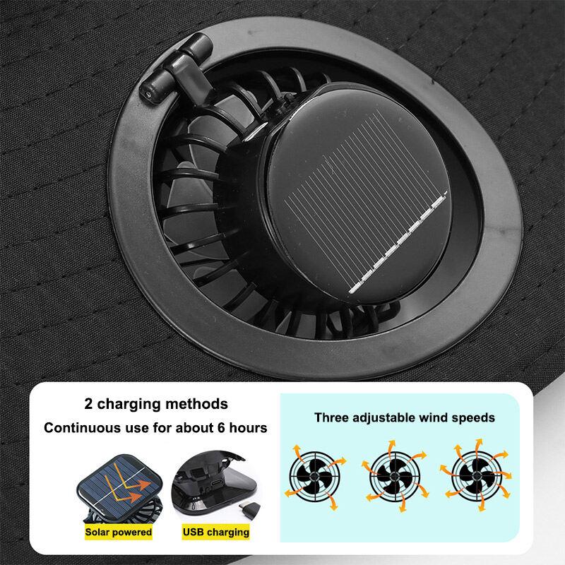 Outdoor solar-powered fan hat, breathable fishing sun hat, with adjustable fan direction and wind speed function