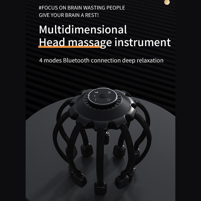 Электрический массажер для головы, скребок для головы, Bluetooth, музыкальная вибрация, массаж головы осьминога для расслабления и снятия стресса, лучший сон