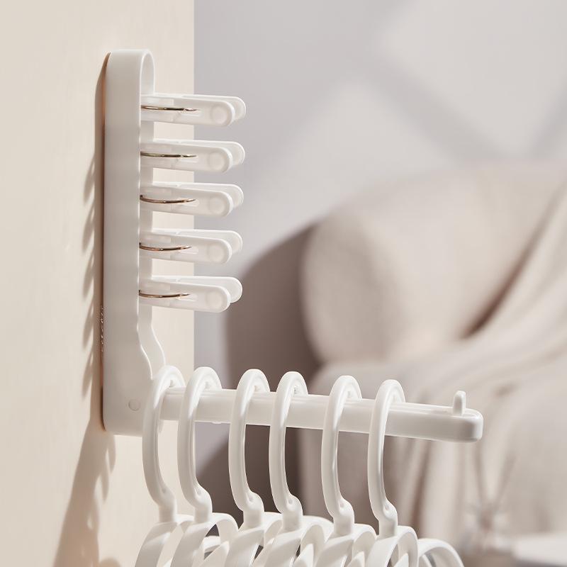 Household Convenience Foldable Clothes Hanger Storage Rack Wall Mounted Clothes Clip Balcony Rack Multifunctional Hook