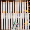 12/18/24PCS Wax LED Flameless Taper Candles with Remote Timer 10.6inch Flameless Candlesticks 3D Flickering Flame Window Candles