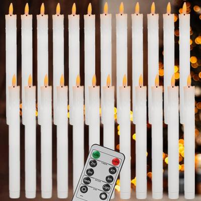 12/18/24 шт. восковые светодиодные беспламенные конические свечи с дистанционным таймером 10,6-дюймовые беспламенные подсвечники 3D мерцающее пламя свечи для окна