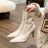 Женские ботильоны, модные, с острым носком, элегантные, короткие, на квадратном каблуке, женская обувь осень-зима 2024