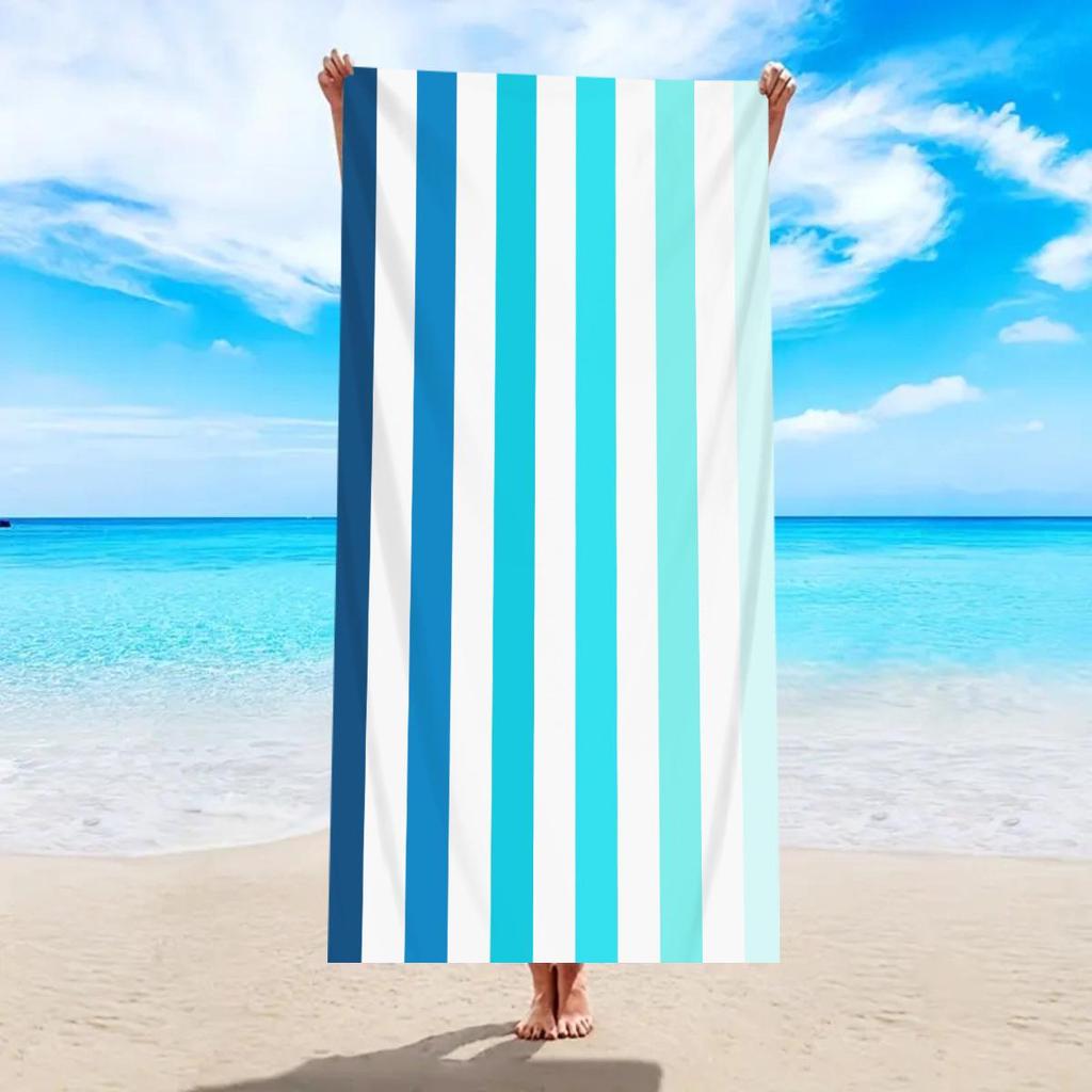 Ultra-Absorbent Striped Beach & Bath Towel - Thick, Soft, Microfiber