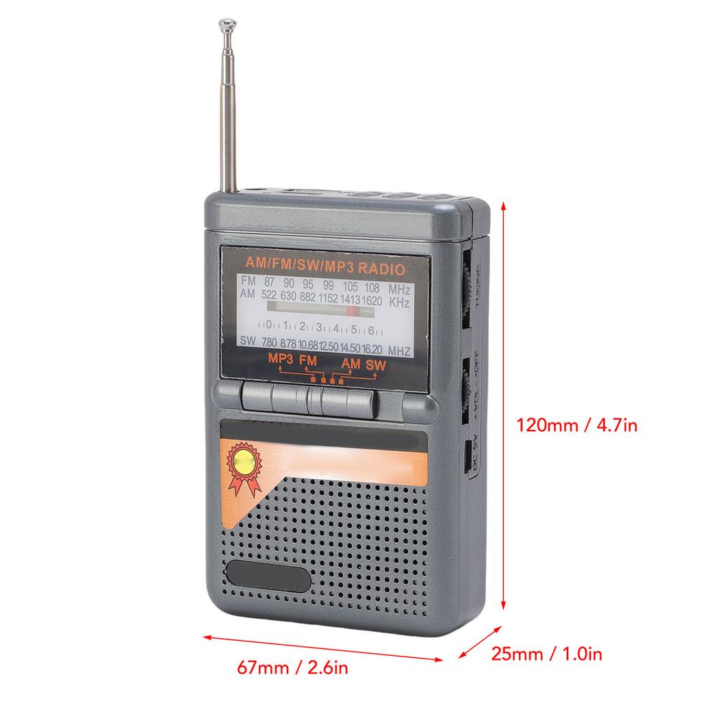 FM СВ КВ Радио на батарейках Портативное радио MP3-плеер Отличный прием Звук Радио для пожилых людей со слотом для карт для домашнего использования на открытом воздухе