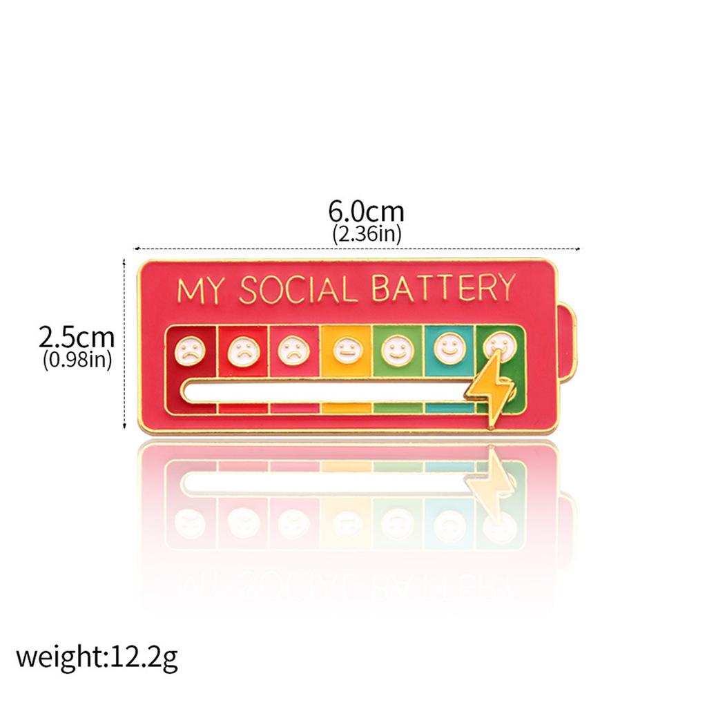 Эмалевые значки «Моя социальная батарея» Трекер настроения Металлические броши Значки Модные украшения Аксессуары Подарки Модный лацкан на рюкзаке