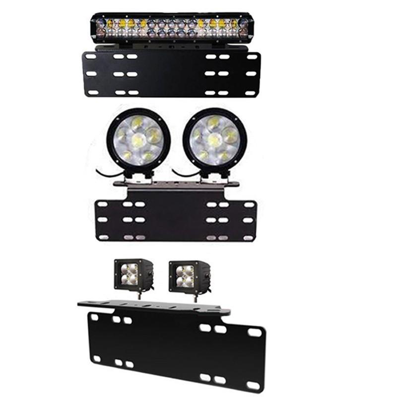 Durable Metal License Plate Mount with Extension & Light Holder for Non-Destructive Installation
