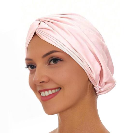 Шапочка для ухода за волосами Двухслойная из искусственного шелка Шапочка для сна Регулируемая сзади Пряжка Шапка-тюрбан Однотонный Домашний головной убор