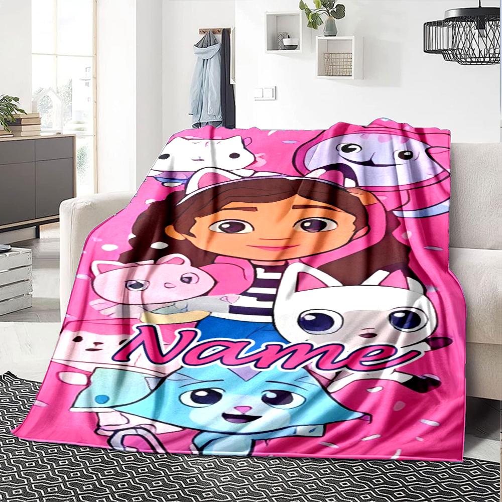 Customiz Name Personality Gabby's Dollhouse Blanket Soft &Warm Sofa Office Bed Travel Lunch Break Blanket, Gift Suitable All Seasons