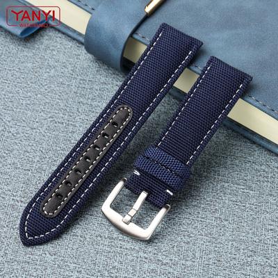 Нейлоновый ремешок для часов 22 мм, кожаный нижний ремешок для часов для часов b-reitling m-ido o-mega Armani c-itizen, браслет из канвы