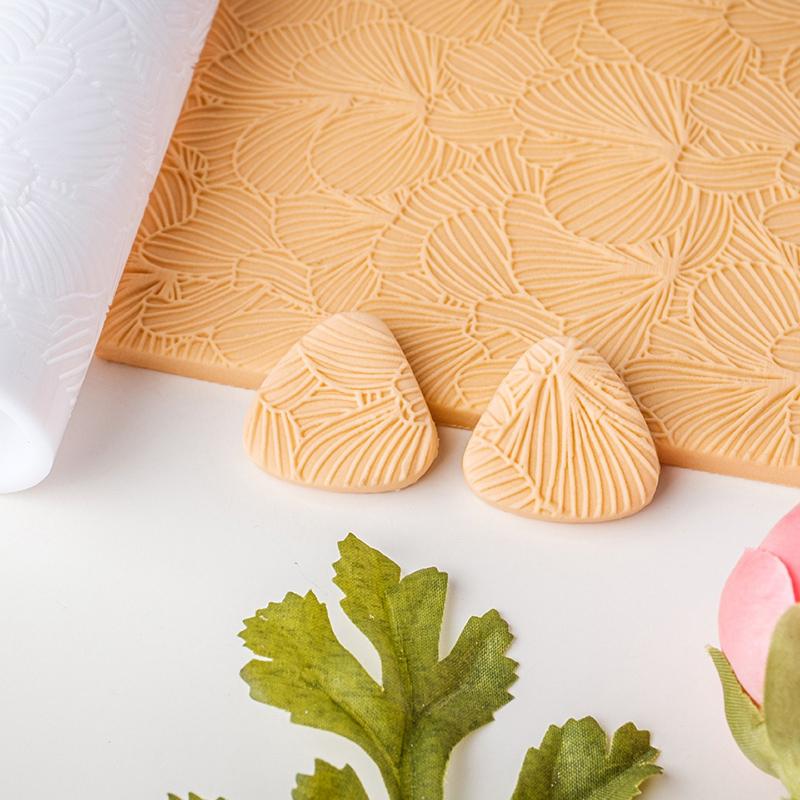 Ролик для раскатывания мягкой полимерной глины, с текстурой листа зеленого растения, прозрачный, для изготовления браслетов, серег, ожерелий, подвесок