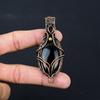 Black Onyx Gemstone Pure Copper Wire Wrapped Handmade Pendant Jewelry For Gift