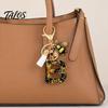 Talos Black Series Keychain Pendant, Dried Flower Initial Letter Charm Key Chain with Bee Tassel Design, A-Z Holder for Bag Purse Backpack