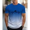 Весна и лето 2024 года, новая градиентная разноцветная футболка Shark Creative Street Fashion Trend Top