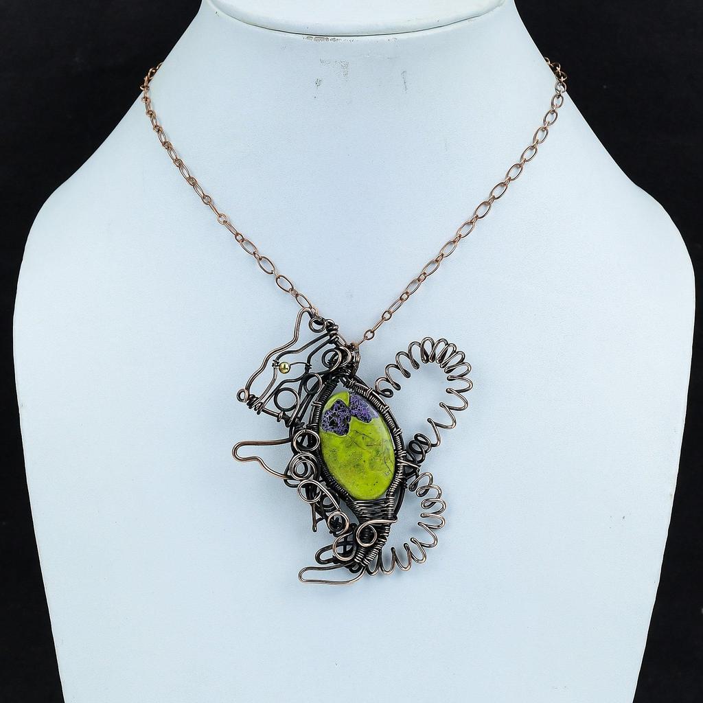 Подвеска Stichtite, медная проволочная обертка, подвеска в виде кролика, драгоценный камень, медная подвеска, ювелирные изделия ручной работы, проволочная обертка, подарки на помолвку