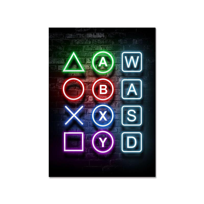 Модный ретро игровой неоновый постер и принты, современная картина на холсте, настенная художественная картина для мальчика-геймера, украшение для спальни, дома