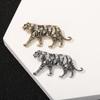 Vintage Tiger Brooch: Gold & Silver Rhinestone Animal Pin for Women's Fashion Accessories