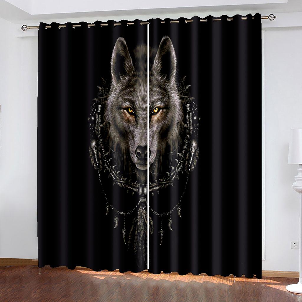 3D Print Rose Lion Tiger Wolf  Animal Shading Windowpane Drape for Children ' s Livingroom Space Bedchamber Kicthen Door HallHouseholdDecoration
