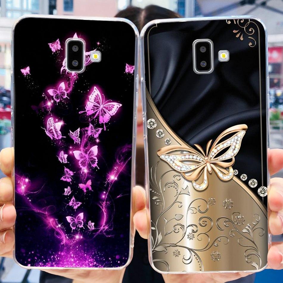 Чехол для Samsung Galaxy J6 Plus Samsung J6 2018 J 6 J6Plus J610F J600F Элегантная Печать Мягкий Силикон ТПУ Прозрачная Задняя Крышка Телефона