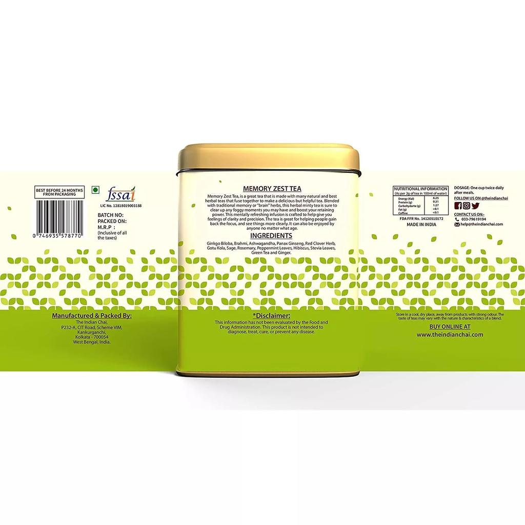 Tea To Improve Memory (100 G), Memory Zest Tea for Memory, Indian Chai