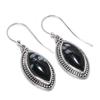 Натуральный камень Обсидиан Снежный 925 Проба Серебро Серьга 1.50" V6f93