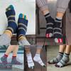 Casual Cotton For Men Striped Middle Tube Toe Socks Male Hosiery Crew Socks Five Finger Socks
