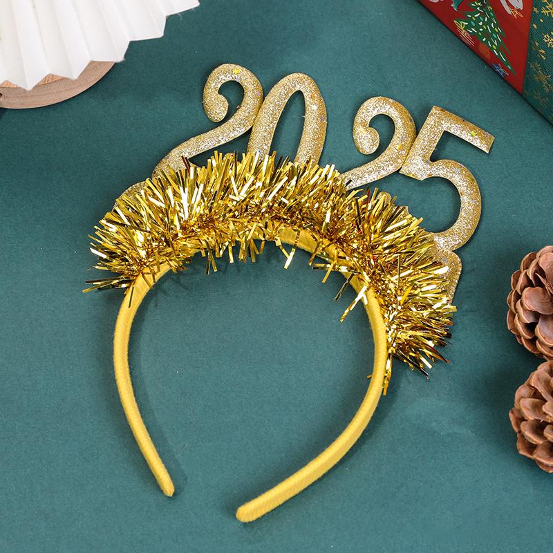 1 шт. новогодние диадемы повязка на голову 2025 Eve Supplies Happy головной убор цветной цифровой обруч для волос украшение для рождественской вечеринки