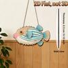 Wooden Fish Hanging Sign Vintage Nautical Coastal Wall Art Rustic Clownfish Beach Ornament for Home Lake House Bathroom Bedroom