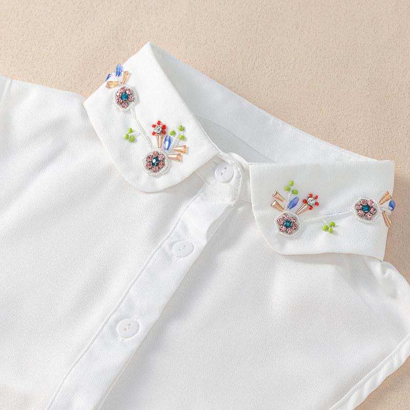 Chiffon Fake Collar Children Versatile Fake Collar Nail Bead Round Collar Fake Collar White Diamond Studded Fake Clothing Collar