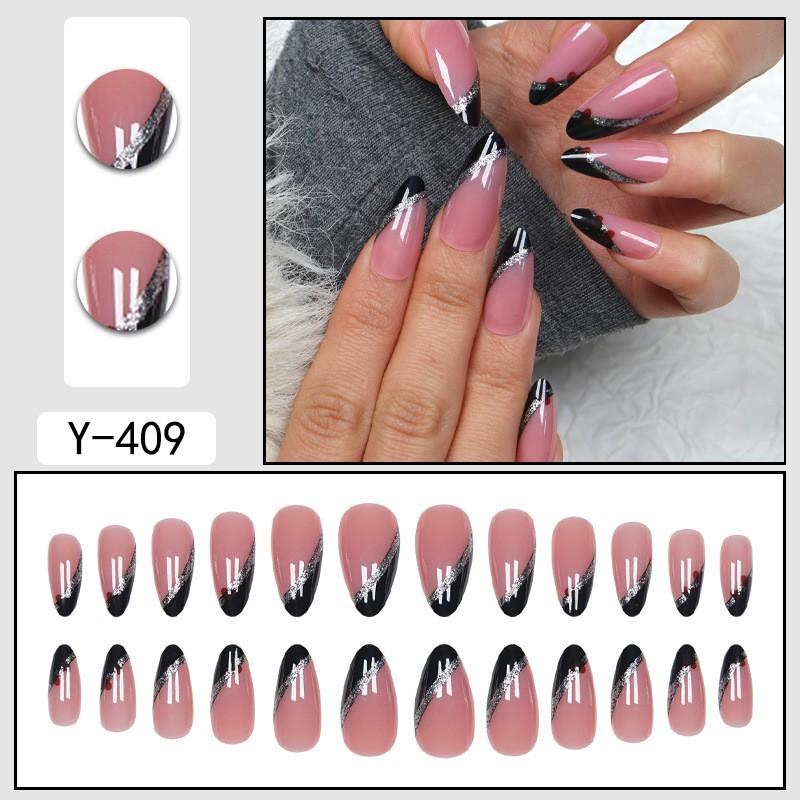 Short Press-On Nails Set With Floral Design Minimalist False Women Wearable Nail Tips In Multiple Colors