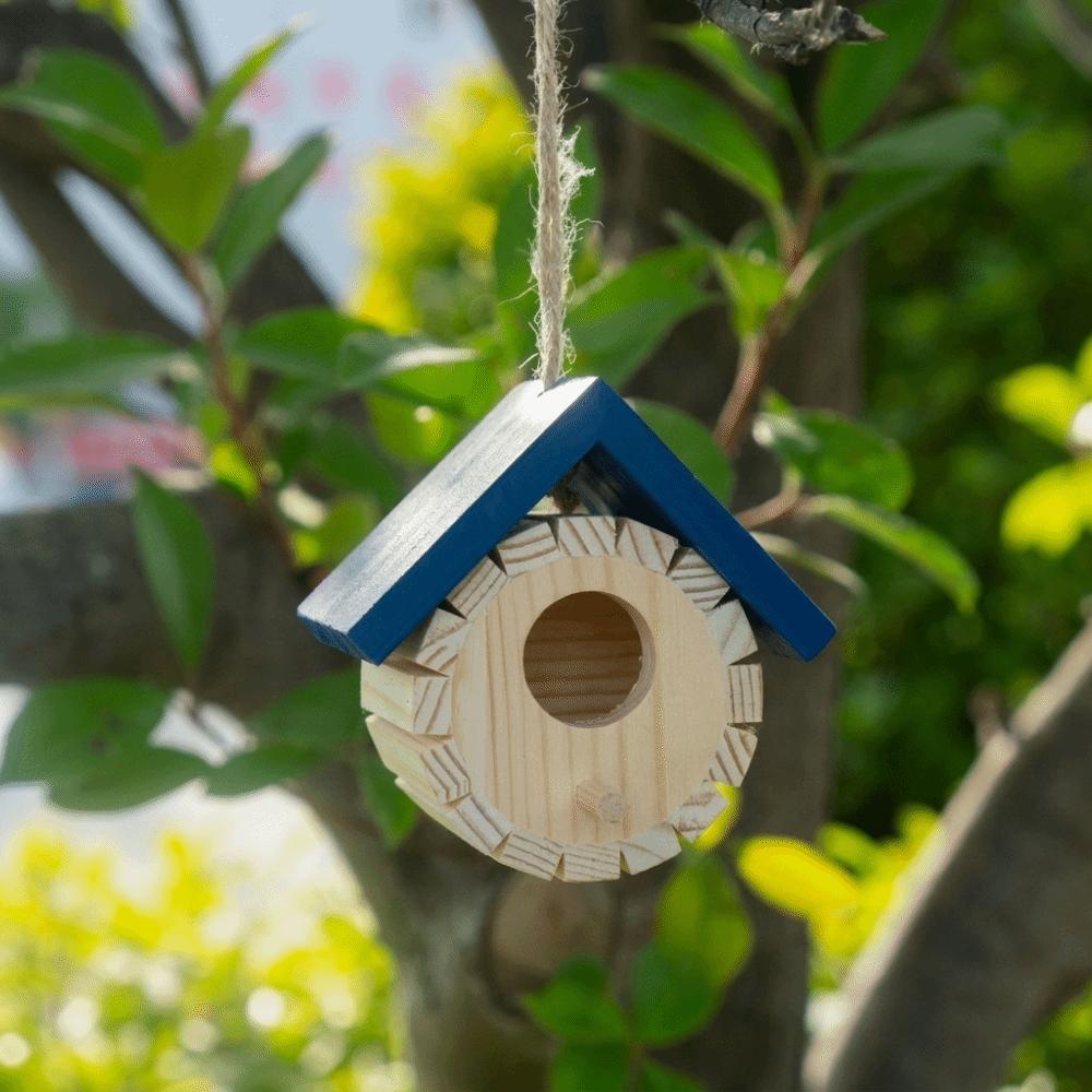 with Hanging Rope Hanging Wooden Bird House Waterproof Wild Birds Habitat Bird Nest Box Garden