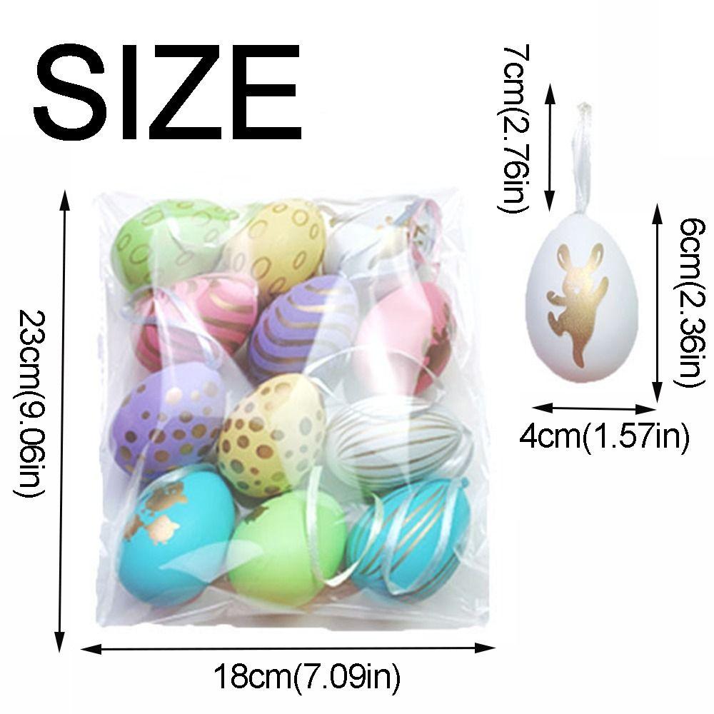 12Pcs/Set DIY Craft Easter Simulation Egg Cartoon Artificial Egg Pendant Hanging Ornament