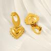 Fashion new stainless steel earrings retro love design titanium steel peach heart earrings women