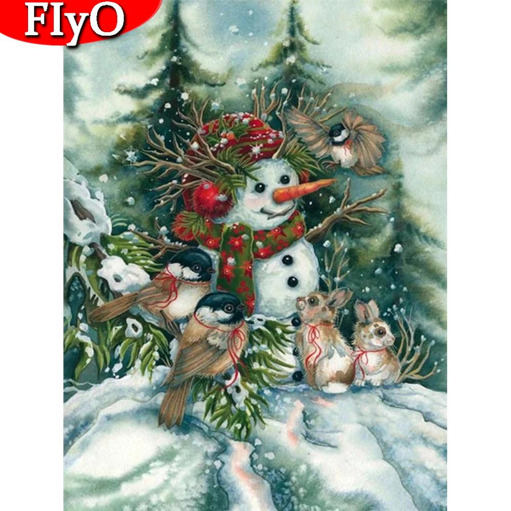 Алмазная картина, вышивка крестиком, Зимняя птица, Алмазная вышивка, Рождественский снеговик, ремесленный набор, подарок ручной работы