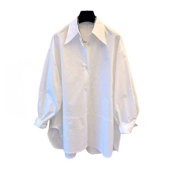 Женская рубашка из хлопка с длинным рукавом, свободная блузка, однотонная, с заостренным воротником, рубашка на весну и осень для вечеринок, путешествий, работы